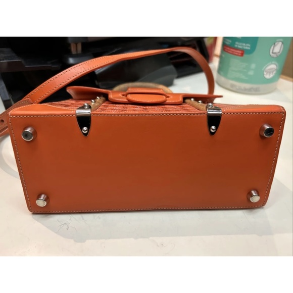 Goyard Mini Orange Structured Saigon Top Handle Bag Coated Canvas w/Leather - Picture 7 of 16